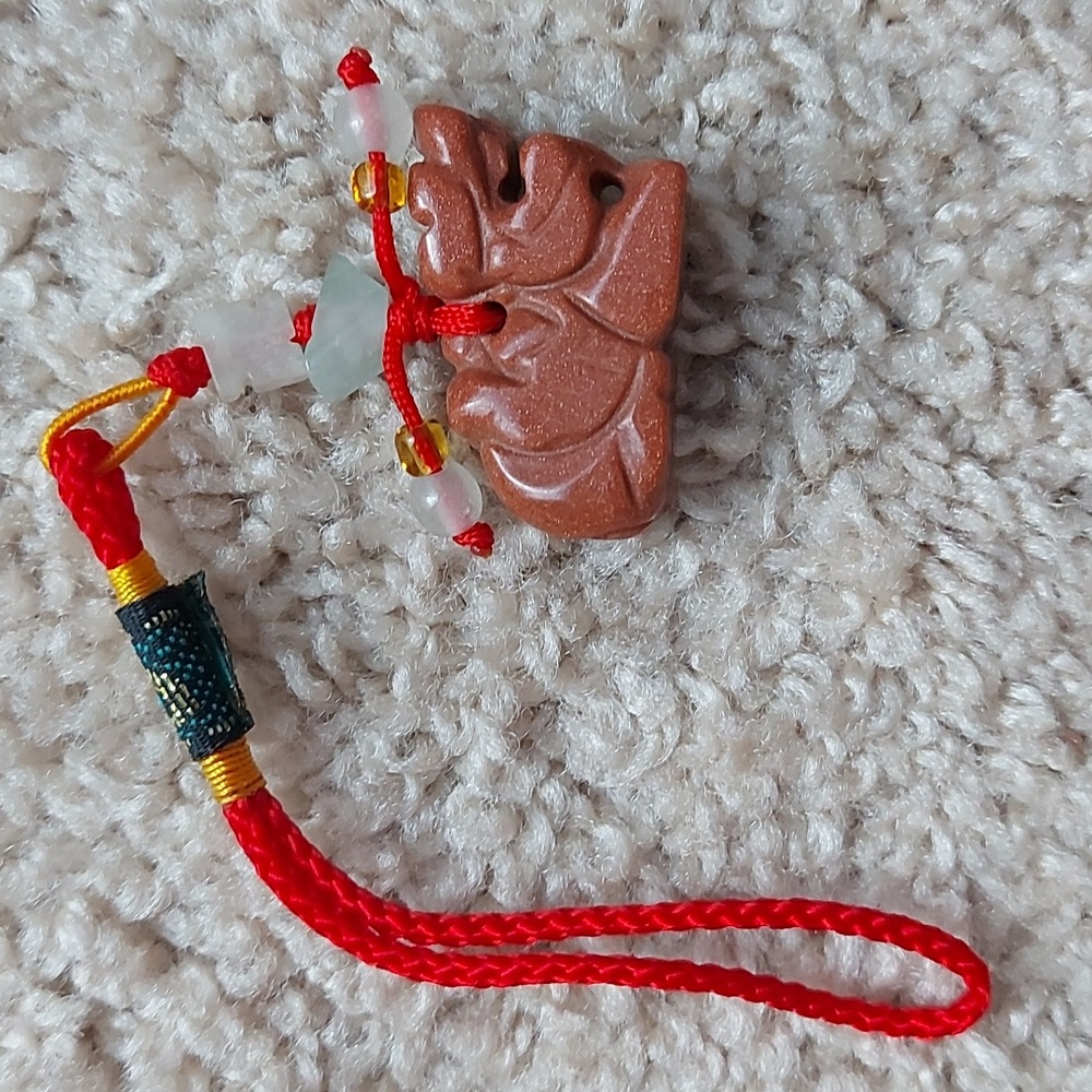 Sunstone Gemstone Chinese Purse Phone Charm Dragon - Picture 7 of 8